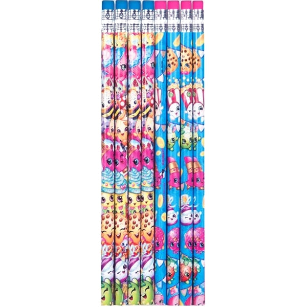 Unique Shopkins Wood Pencils - Blue/Pink (8 Pack)