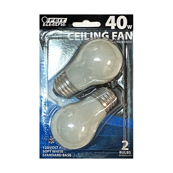 Feit 40W Ceiling Fan Light Bulbs - Soft White (2 Pack) Standard Base