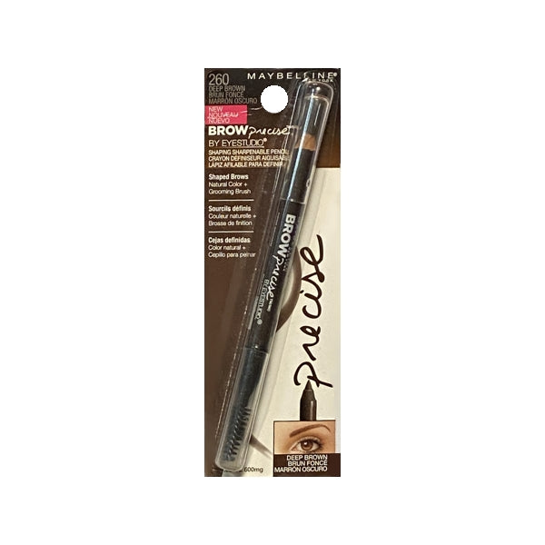 Maybelline Brow Precise Eyebrow Shaping Pencil and Grooming Brush (260 Deep Brown)