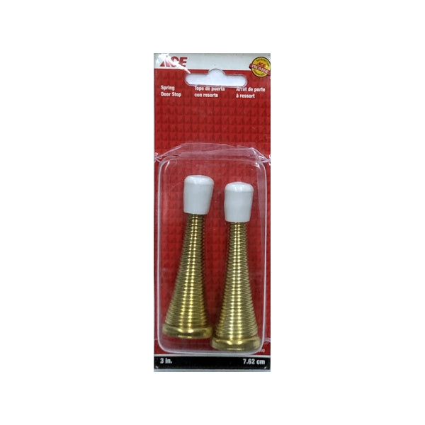 Ace 3" Spring Door Stops - Brass Plated (2 Pack)