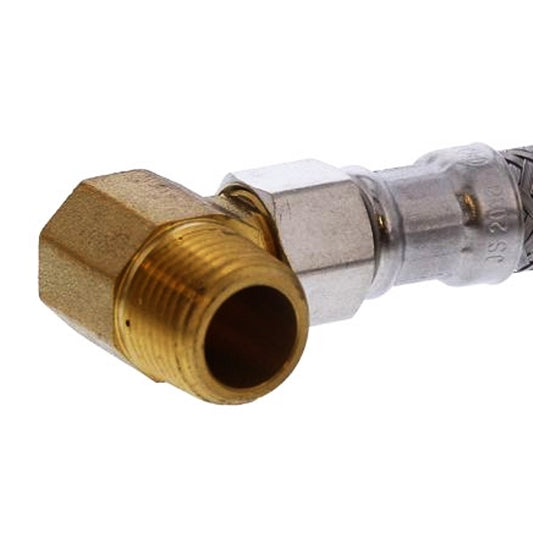 Jones Stephens 3/8" Comp x 3/8" x 72” Braided Stainless Steel Dishwasher Connector with 3/8” MIP 90-Degree Elbow (S04235)