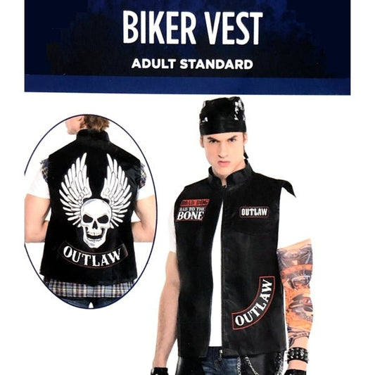 Amscan Biker Vest Adult Halloween Costume (Adult Standard - Up to Size 44) - Dollar Fanatic