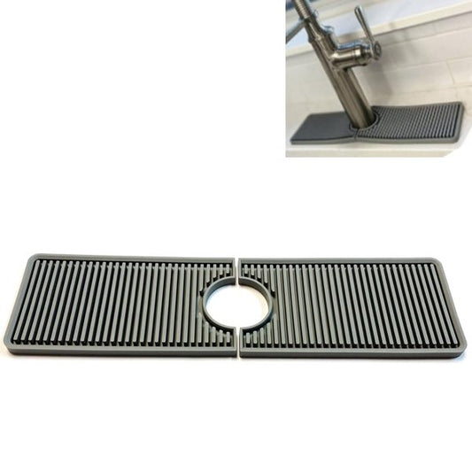 Bodomor Sink Faucet Mat - Gray (15" x 4" x 2"dia. hole) Adjustable 2 - Piece Design - Dollar Fanatic