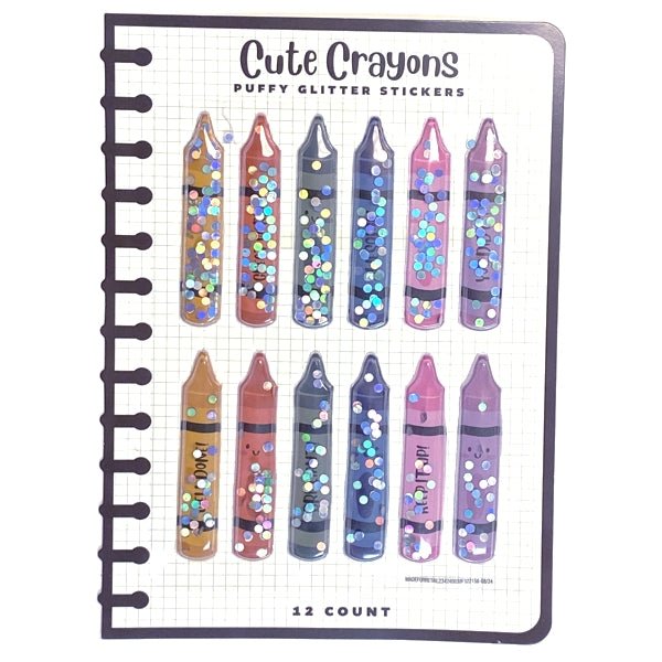 Bundle of 3 - Fun Puffy Glitter Stickers - Crayons (12 Count) - 2 for $5