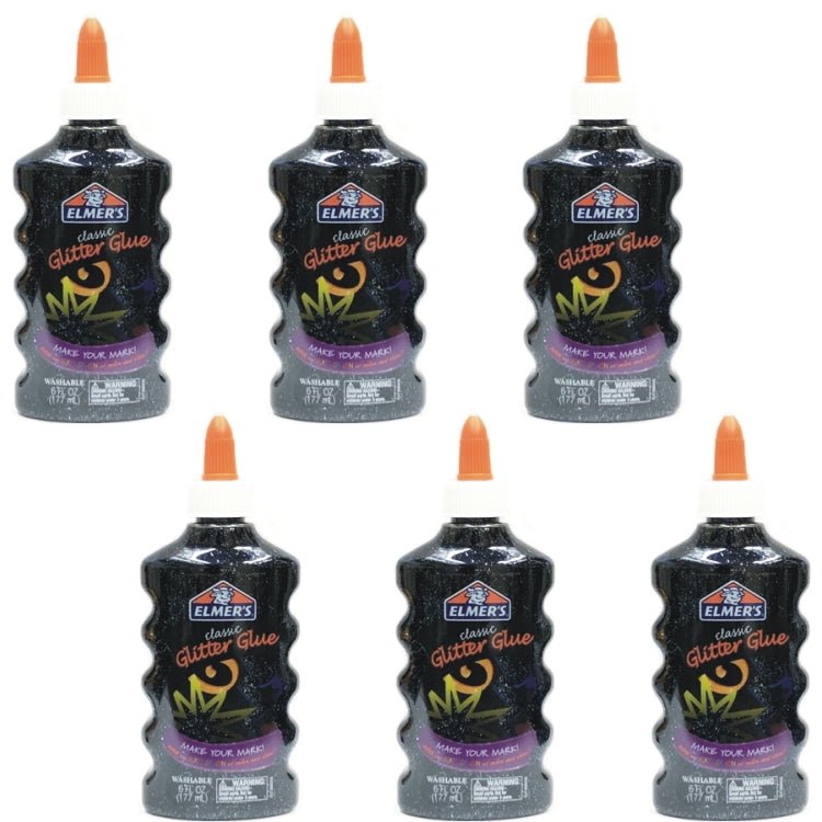 Elmer's Washable Classic Glitter Glue - Black (6 fl. oz.) Great for Slime! - Dollar Fanatic