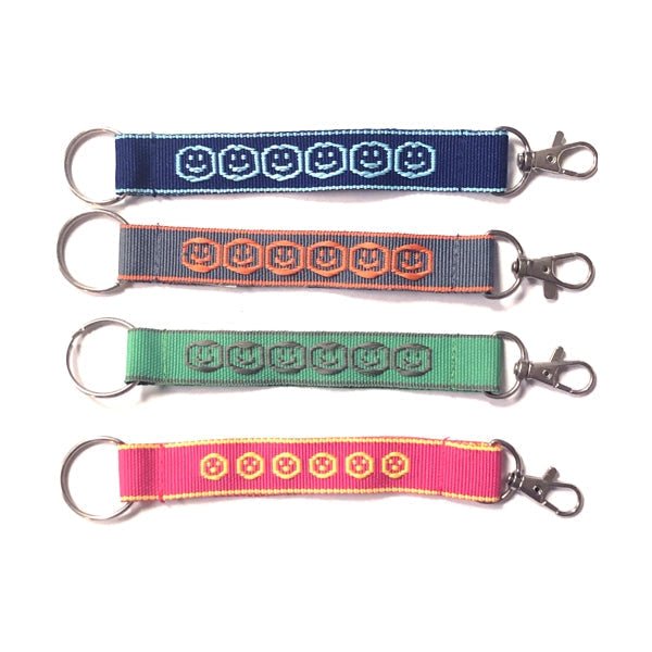 Embroidered Emoji Face Keychain Nylon Key Strap & Clip (1" x 7.75") Select Style - Dollar Fanatic
