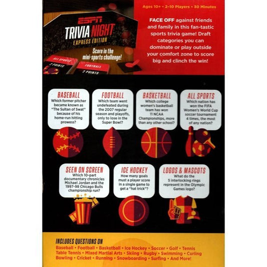 ESPN Sports Trivia Night Party Game - Express Edition (For 2 - 10 Players) Ages 10+ - Dollar Fanatic