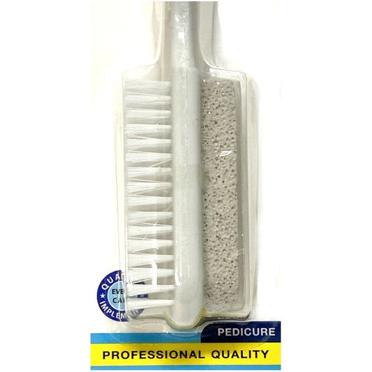 EveryCare 2 - in - 1 Pedicure Tool Pumice Stone & Nail Brush with Handle (6.5") - Dollar Fanatic