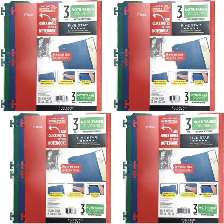Five Star T - Tab Note - Taker Tab Dividers for Spiral Notebook (3 Pack) Plastic - Dollar Fanatic