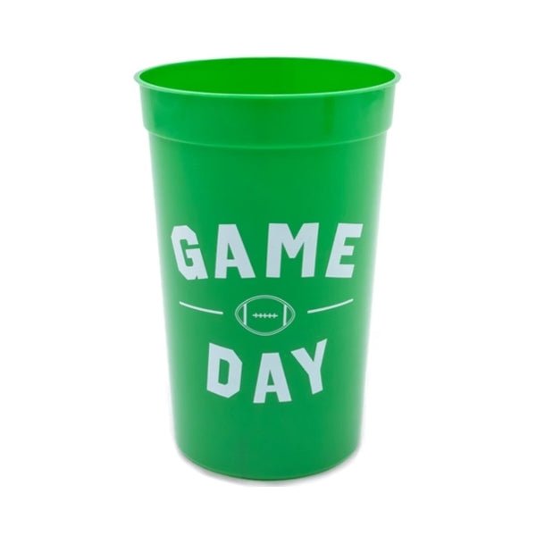Football Game Day Plastic Tumbler Party Cups - Green (12 Count Pack) BPA Free, Food Safe, Reusable - Dollar Fanatic