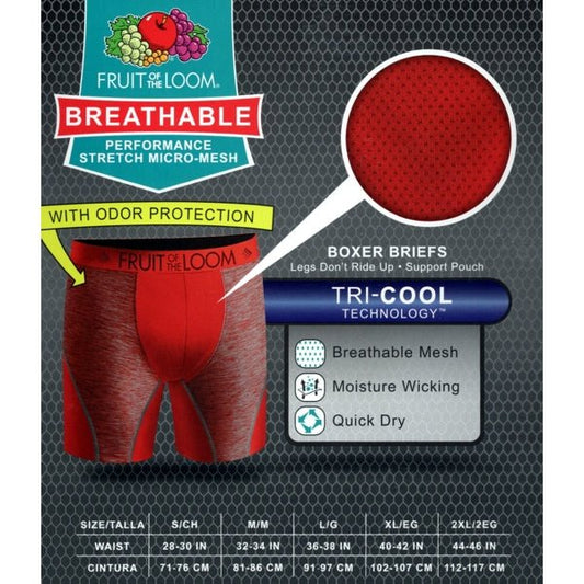 Fruit of the Loom Men's Tag-Free Performance Stretch Micro-Mesh Black Boxer Briefs - Size Small 28-30 (3 Pack) - Dollar Fanatic