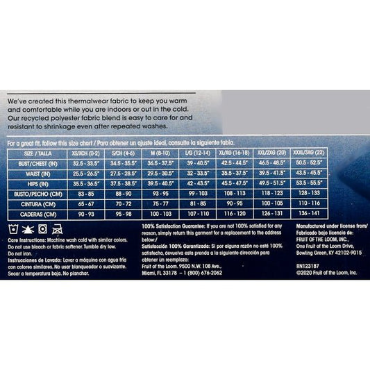 Fruit of the Loom Women's BeyondSoft Thermal Long Johns Waffle Pants - Black (XS 0 - 2) - Dollar Fanatic