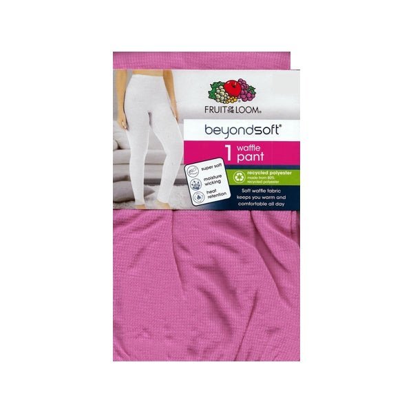 Fruit of the Loom Women's BeyondSoft Thermal Long Johns Waffle Pants - Pink Berry (Size X - Small/0 - 2) - Dollar Fanatic