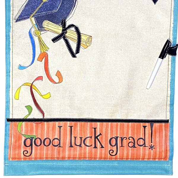 Graduation Autograph Canvas Wall Art Display with Marker - Good Luck Grad (17.5" x 22.5") - Dollar Fanatic