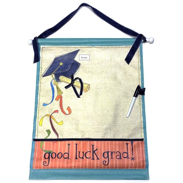 Graduation Autograph Canvas Wall Art Display with Marker - Good Luck Grad (17.5" x 22.5") - Dollar Fanatic