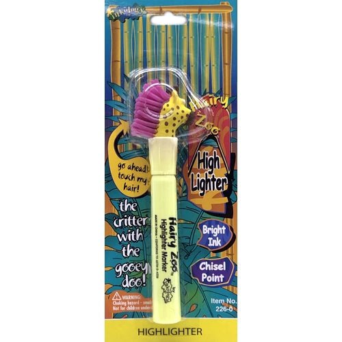 Hairy Zoo Animal Broad Chisel Tip Highlighter Marker (Select Color) Styles Vary - DollarFanatic.com