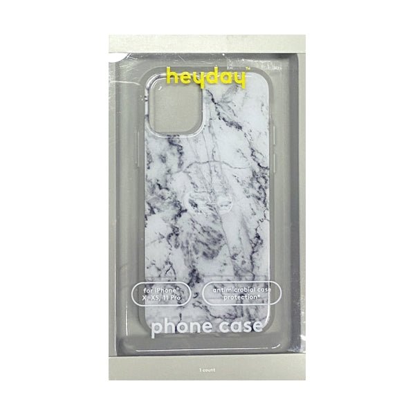 HeyDay iPhone 11 Pro Antimicrobial Hard Shell Protective Phone Case with Rubber Bumpers - Marble White Black (Fits iPhone 11 Pro, X, XS) - Dollar Fanatic