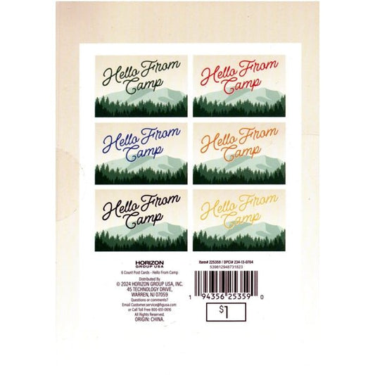 Horizon Hello From Camp Tear - Away Postcards (6 Pack) - Dollar Fanatic