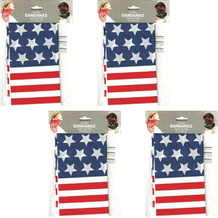 In Motion Patriotic USA Stars and Stripes Bandana Neckerchief (3 Pack) - Dollar Fanatic
