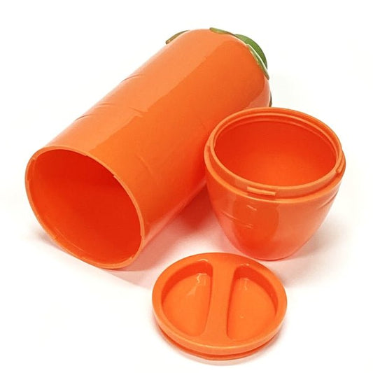 Newclassic All - in - One Snack Storage Container - Orange Carrot (7" x 2.5") Food Safe, Perfect for Snack and Dip On - the - Go - Dollar Fanatic