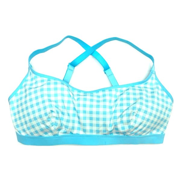 Parade Scoop Cut Bra/Bralette with Adjustable Straps - Aqua Blue Gingham (Select Size) - Dollar Fanatic