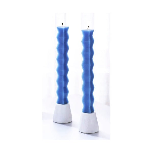 Room Essentials Diamond Taper Candles - Steel Blue (2 - Piece Set) Fragrance Free - Dollar Fanatic