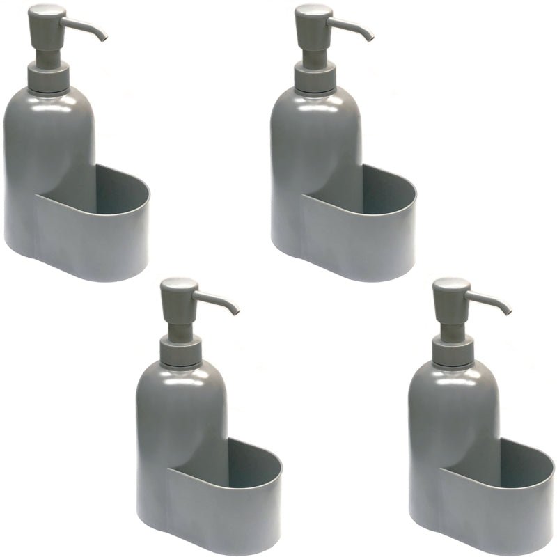 Room Essentials Hand Soap Dispenser with Sponge Holder Caddy - Gray (Holds up to 15 fl. oz.) One - Piece Design - Dollar Fanatic