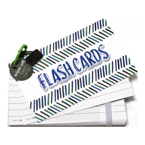 So - Mine Wipe Off 2 - Sided Flash Cards with Dry Erase Marker/Eraser - 3" x 5" (40 Pack) Select Cover Design - Dollar Fanatic