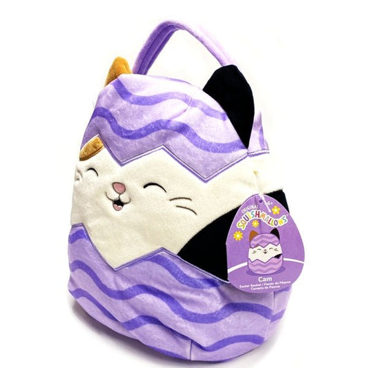 Squishmallows Cam the Calico Cat Plush Basket - Cracked Purple Egg (10 Inch) Easter Holiday Collection - Dollar Fanatic