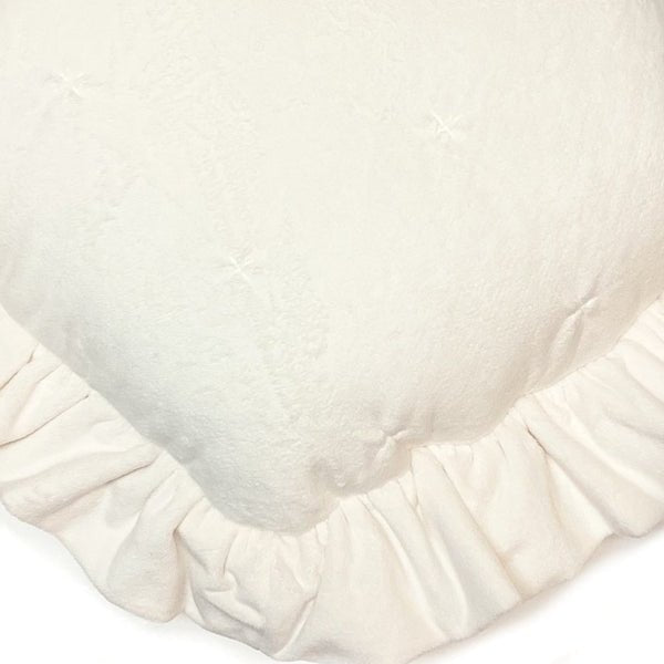 Threshold Oversized Heart - Shaped Ruffle Velvet Plush Pillow with Faux - Fur Shearling Reverse Side - Ivory (20” x 24”) - Dollar Fanatic