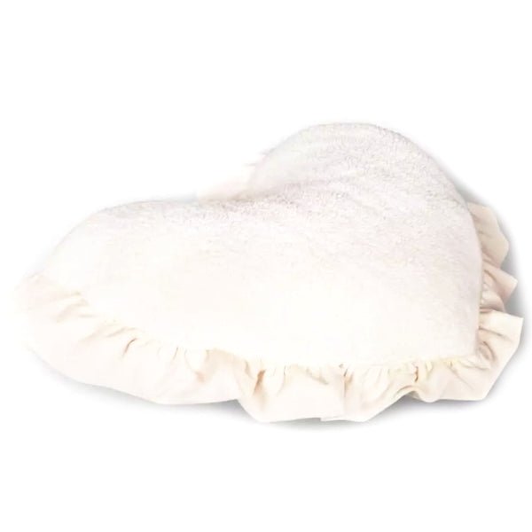Threshold Oversized Heart - Shaped Ruffle Velvet Plush Pillow with Faux - Fur Shearling Reverse Side - Ivory (20” x 24”) - Dollar Fanatic