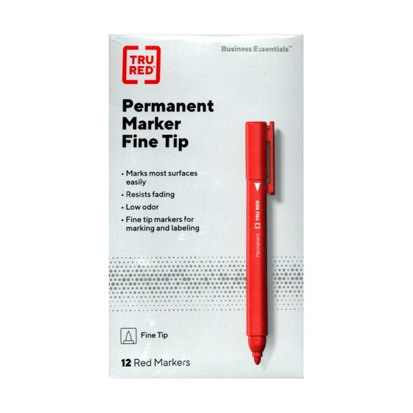 Tru Red Fine Tip Permanent Markers - Red (12 Pack) - Dollar Fanatic
