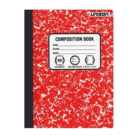 Unison College Ruled Composition Notebook (80 Sheets) Select Color - Dollar Fanatic