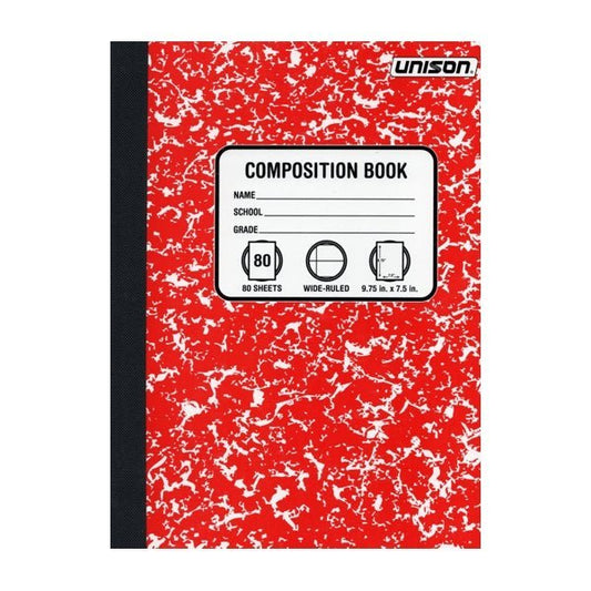 Unison Wide Ruled Composition Notebook (80 Sheets) Select Color - Dollar Fanatic
