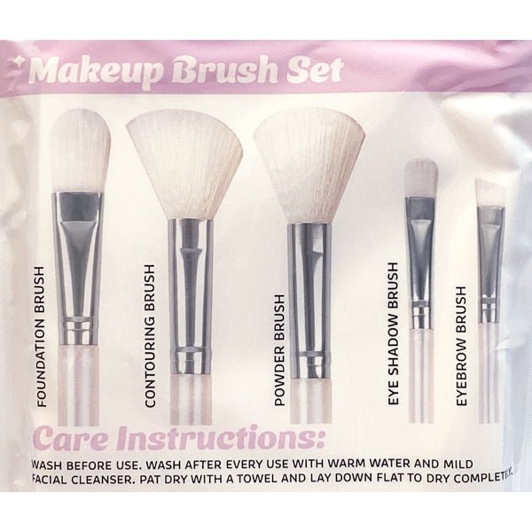 Vivitar Cosmetic Eye and Face Makeup Brush Set - White Iridescent (5 - Piece Set) - 2 for $5