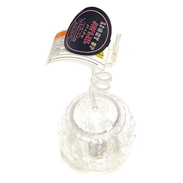 Vivitar Light - Up Party Tumbler with Swirly Straw - Clear Disco Ball (Holds 37.2 fl. oz.) For Cold Beverages Only - Dollar Fanatic