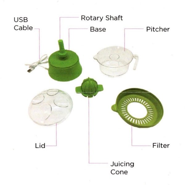 Vivitar Portable Electric Citrus Juicer - Green (USB - Powered) Easily Juice Citrus Fruits - Dollar Fanatic