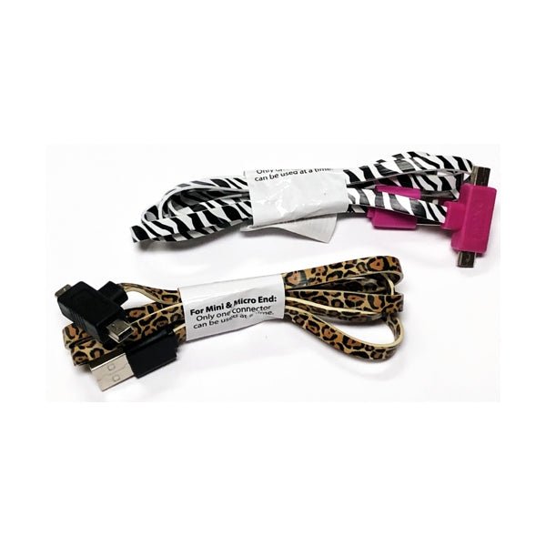 GetCharged Dual Micro USB/Mini USB Electronic Charging Cable (Select Style) Print Color Design - DollarFanatic.com