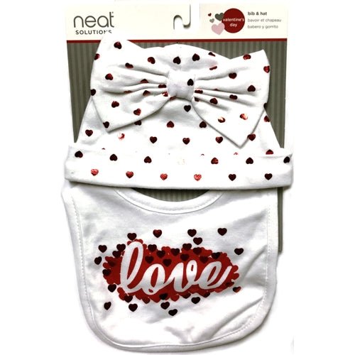 Neat Solutions Love/Hearts Baby Bib/Hat Set - Red/White (2 - Piece Set) - Dollar Fanatic