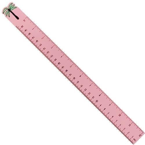Pink 12" Wood School Ruler (Palm Tree)