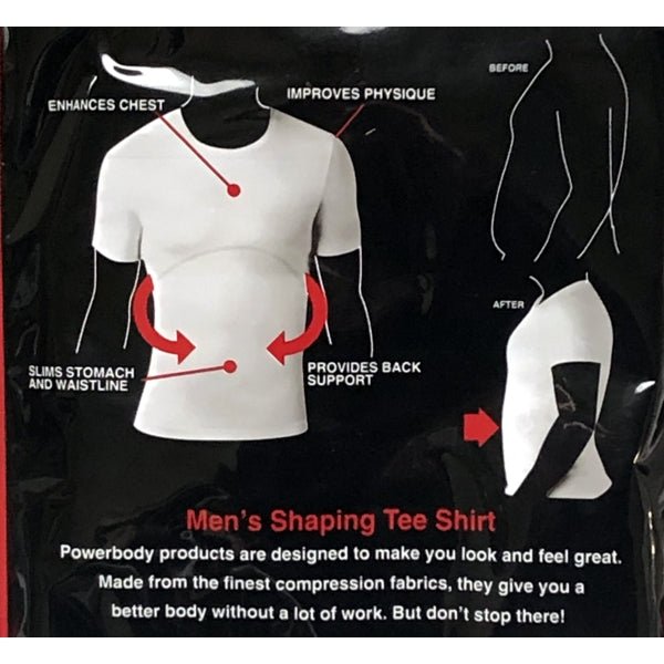 Powerbody Sculpt Men's Shaping Crew Neck T-Shirt - White (Size 3XL) - DollarFanatic.com