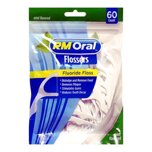 RM Oral Fluoride Dental Flosser Picks (60 Pack)