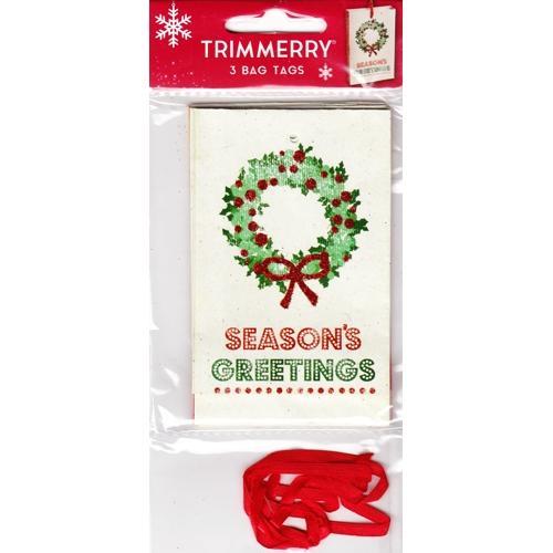 Season's Greetings Bag Gift Tags with Strings (3 Pack) - DollarFanatic.com