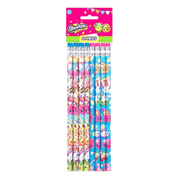 Unique Shopkins Wood Pencils - Blue/Pink (8 Pack)