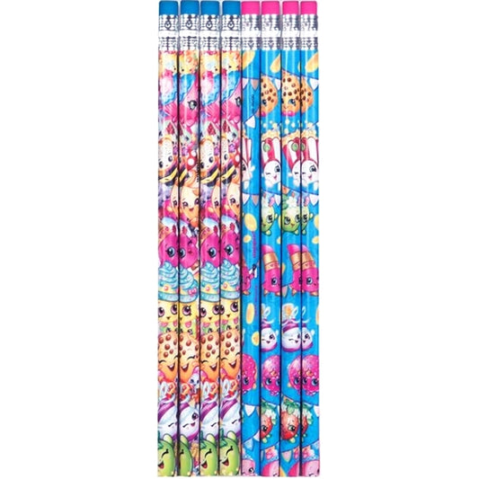 Unique Shopkins Wood Pencils - Blue/Pink (8 Pack)