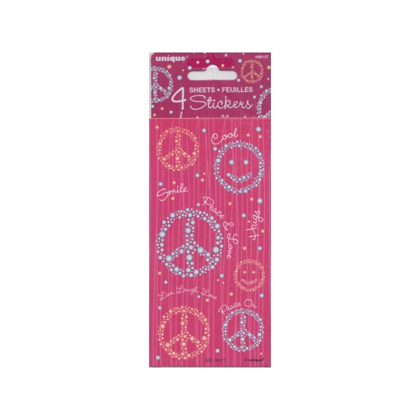Unique Smile Peace Love Birthday Party Favor Stickers - Pink/Blue (36 Stickers)