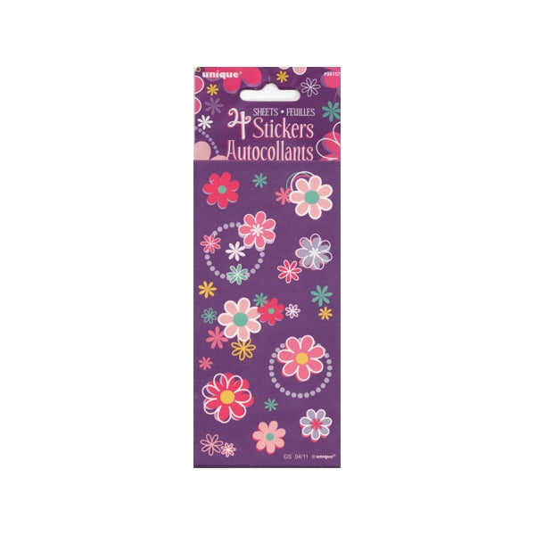 Unique Birthday Blossom Flower Power Stickers - Purple/Pink (44 Stickers)