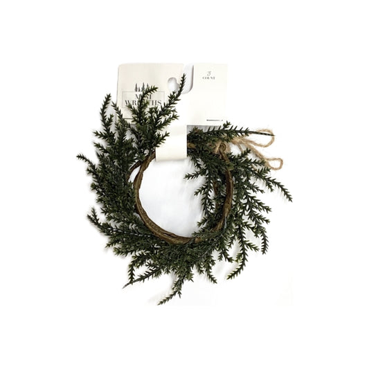 IG Design Artificial Festive Pine Mini Wreaths - 3" each (3 Pack)
