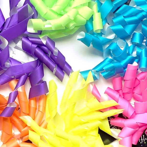 Colorifics Neon Curly Streamer Bow Gift Topper - 5" (Colors Vary)