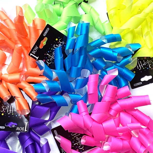 Colorifics Neon Curly Streamer Bow Gift Topper - 5" (Colors Vary)